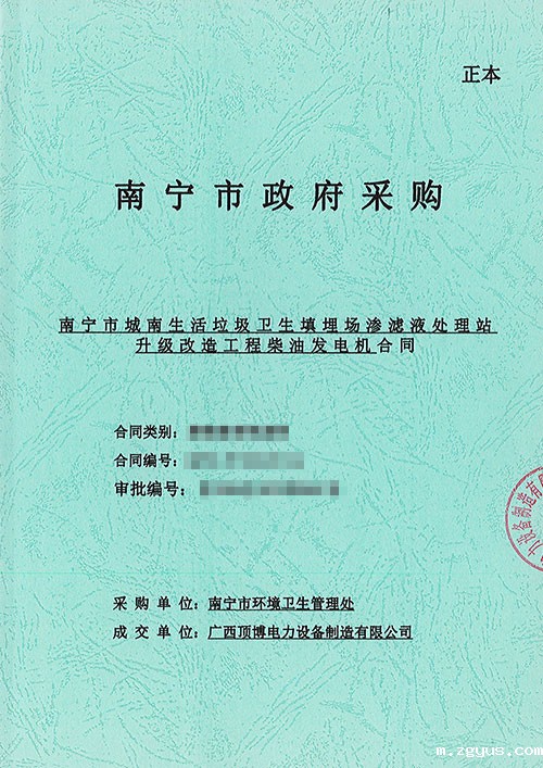 南宁某垃圾卫生填埋场渗滤液处理站里卡多柴油发电机组