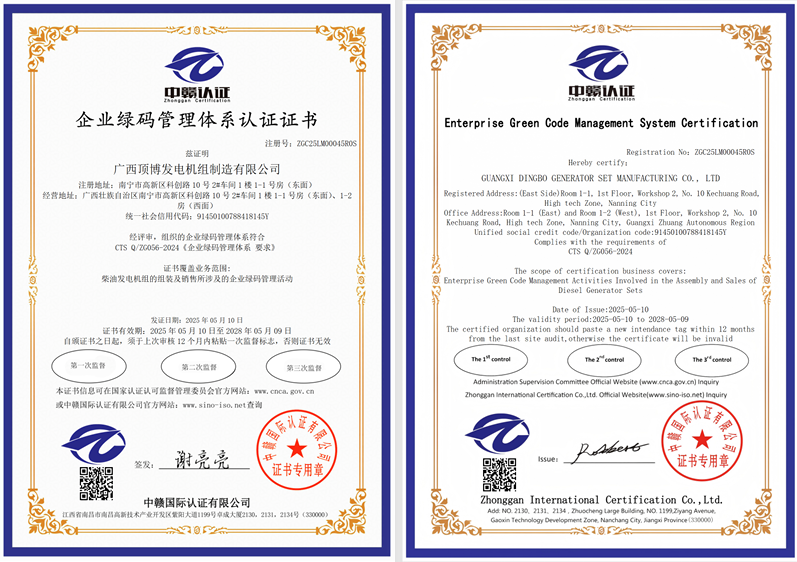 企业绿码管理体系认证证书